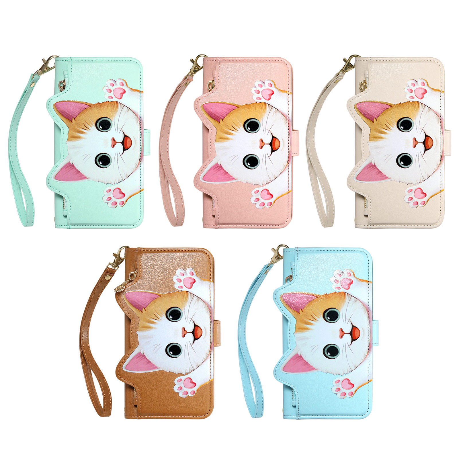 Leather Card Wallet - Dompet Lipat Kulit PU Motif Kucing