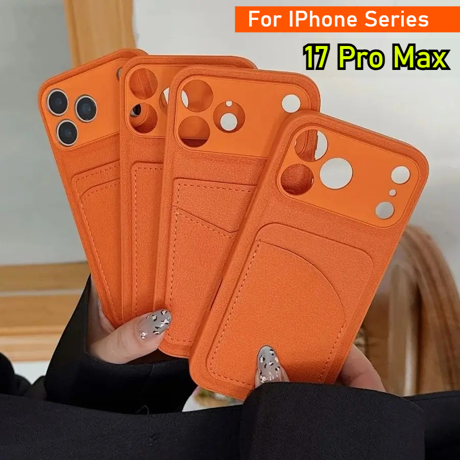 Leather Card Wallet - Casing Dompet Kulit Warna Oranye Untuk